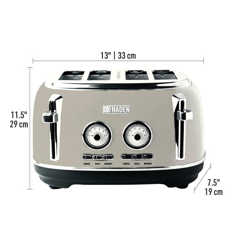 Haden Dorset 12 Cup Coffee Maker & 4 Slice Wide Slot Toaster, Putty & Chrome