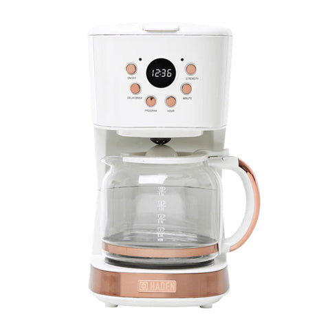 Haden 12 Cup Coffee Maker & Heritage 1.7 Liter Electric Kettle, Ivory & Copper