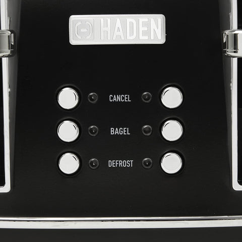 Haden Heritage 4 Slice Wide Slot Toaster & 12 Cup Coffee Maker, Black & Chrome