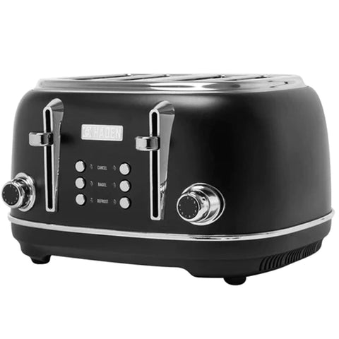 Haden Heritage 4 Slice Wide Slot Toaster & Electric Water Kettle, Black & Chrome