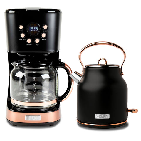 Haden 1.7L Electric Kettle and 12 Cup Coffee Maker Machine Kitchen Appliance Set