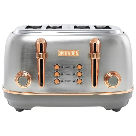 Haden Heritage 4 Slice Wide Slot Toaster & 12 Cup Coffee Maker, Steel & Copper