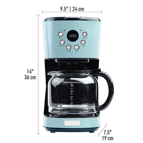 Haden 12 Cup Coffee Maker & Heritage 1.7L Electric Kettle, Turquoise & Chrome