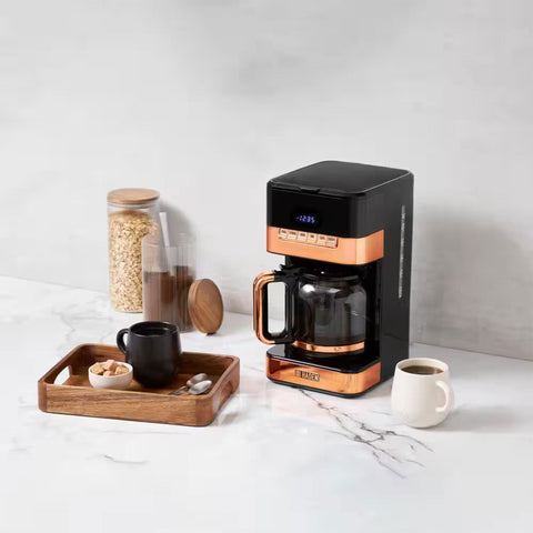 Haden Quintessential 12 Cup Programmable Digital Coffee Maker, Black/Copper