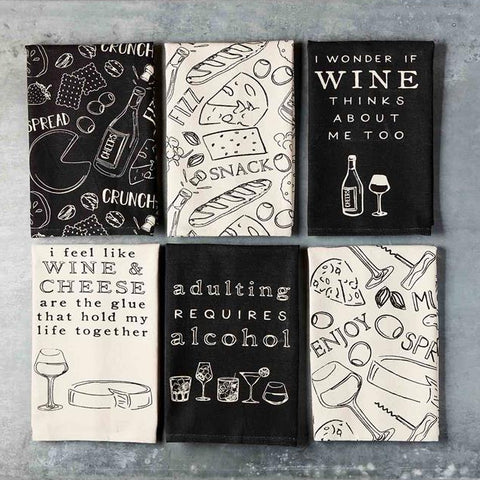 I Wonder If Wine Thinks About Me Too Tea Towel