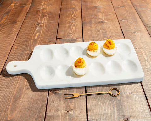 Blanc Marble Devil Egg Board Set