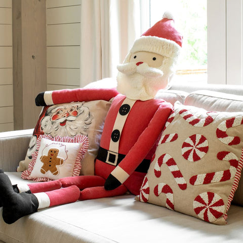 Candy Canes + Peppermint Swirls Beaded Pillow