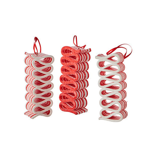 Ribbon Candy Ornament, Red & White