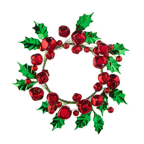 Jingle Bell & Holly Berry Mini Wreath/Candle Ring