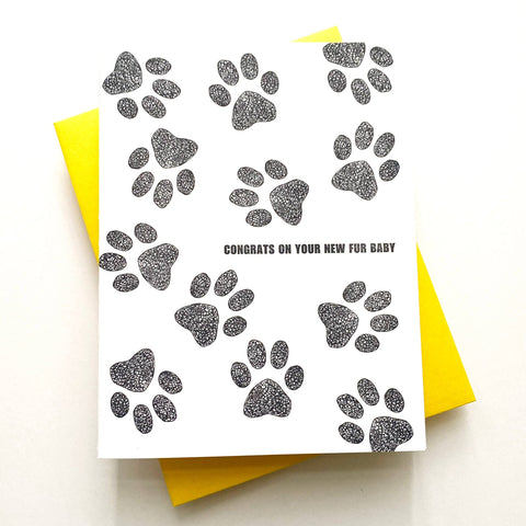 Congrats On Your New Fur Baby Letterpress Greeting Card - Richie Designs