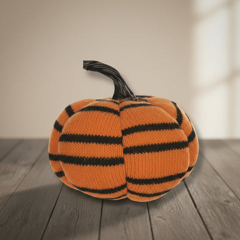 Knit Pumpkin - Orange + Black Stripes