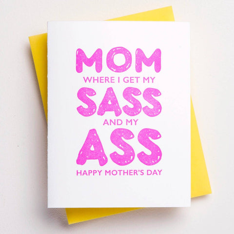 Mom Sass Ass Letterpress Card