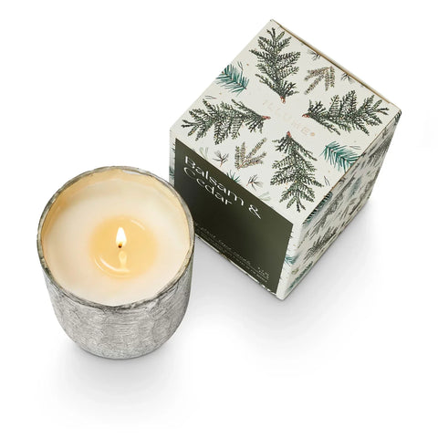 Balsam & Cedar Crackle Glass Candle in Gift Box