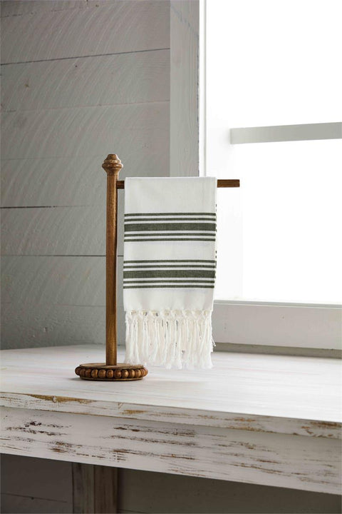 Beaded Wood Towel Holder