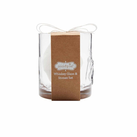 Alpine Holiday Whiskey Glass + Cooling Stones Set, Front Deer