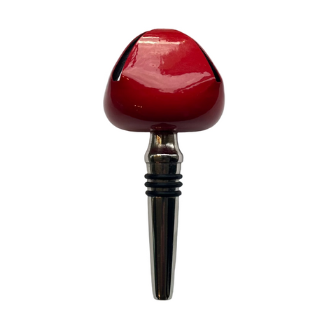 Jingle Bell Bottle Stopper, Red