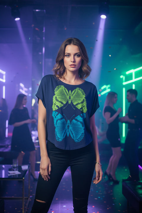 Moths Renata Tee by Supermaggie - Dark Sea