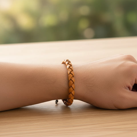 Vintage Brown Leather Braided Bracelet