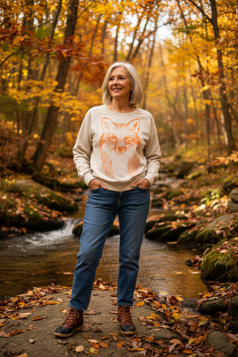 Fox Pia Tri Blend Pullover by Supermaggie - Oatmeal