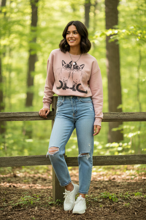 Kitties Sophie Fleece Sweatshirt by Supermaggie - Desert Pink