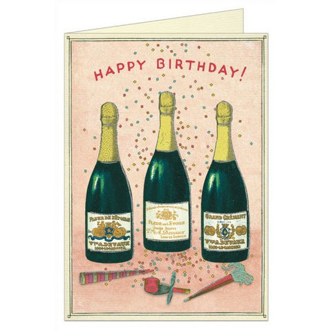 Cavallini "Happy Birthday Champagne" Greeting Card