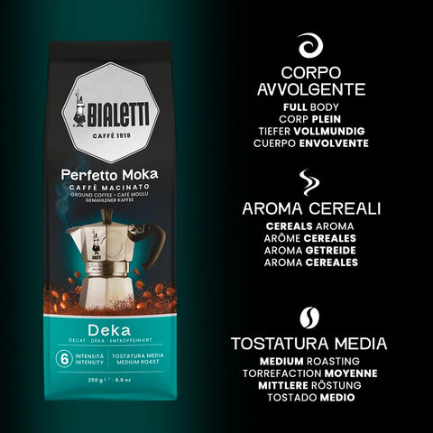 Bialetti Perfetto Moka Decaf Ground Coffee, 8.8 oz.