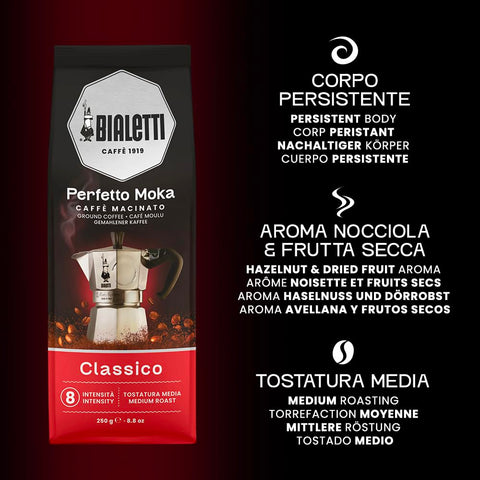 Bialetti Perfetto Moka Classico Ground Coffee, 8.8 oz.