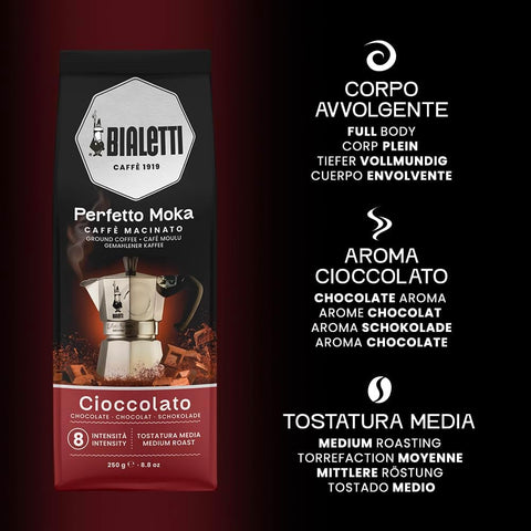 Bialetti Perfetto Moka Cioccolato Ground Coffee, 8.8 oz.
