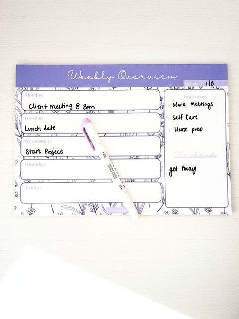 Lavender Field Weekly Planner, 11" x 8.5", Purple and White