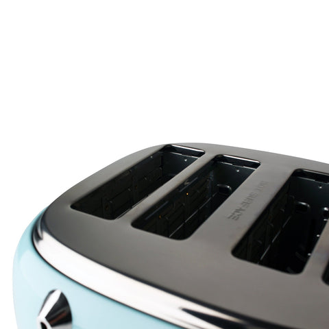 Haden Heritage 4 Slice Wide Slot Stainless Steel Toaster, Turquoise & Chrome