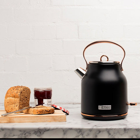 Haden Heritage 1.7L Stainless Steel Electric Water Kettle, Black & Copper