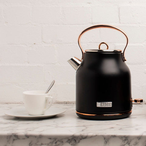 Haden Heritage 1.7L Stainless Steel Electric Water Kettle, Black & Copper