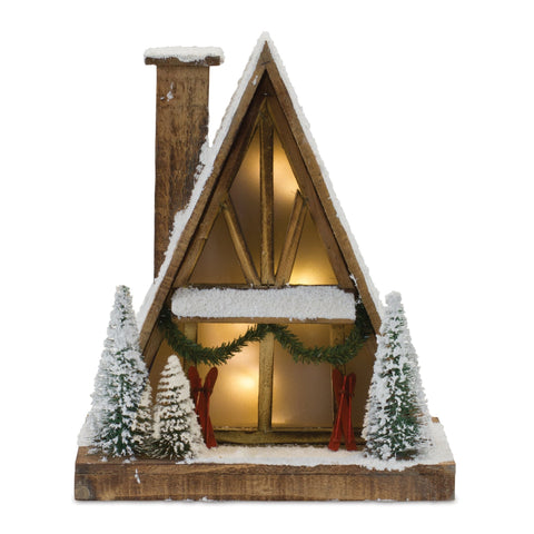 Wooden Light Up Ski Lodge