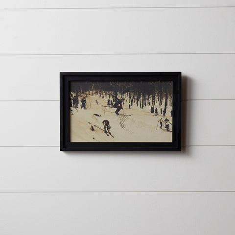 Vintage Ski Scene Framed Wall Decor