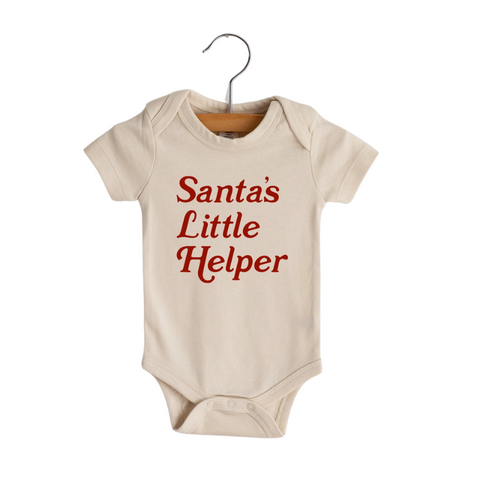 Santa's Little Helper Organic Onesie, 6-12M, Cream