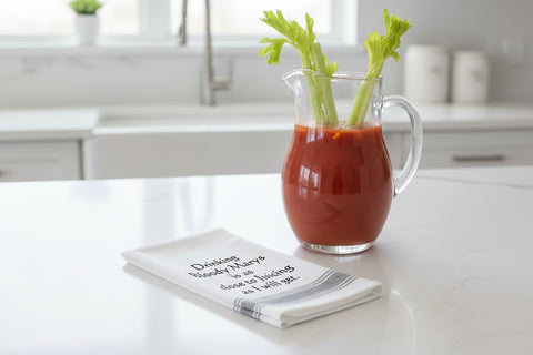 Drinking Bloody Marys Tea Towel