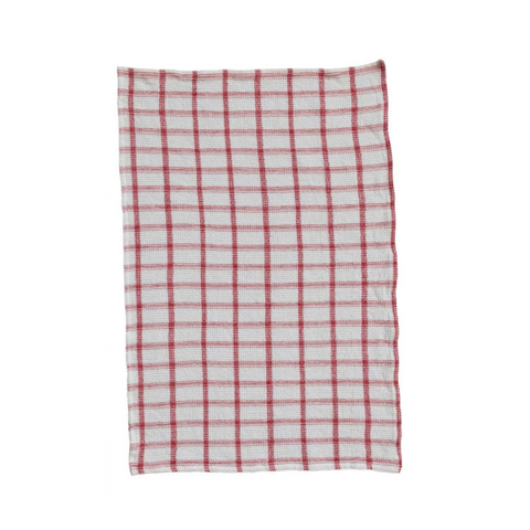 A Christmas To Remember Tea Towel - Red Grid