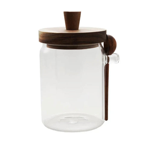 Abruzzo Glass Canister With Wooden Lid + Spoon