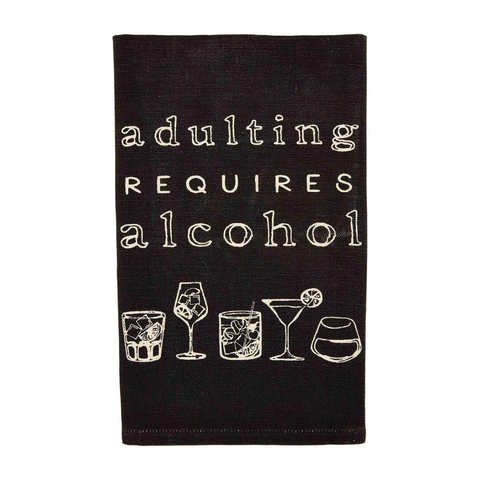 Adulting Requires Alcohol Tea Towel