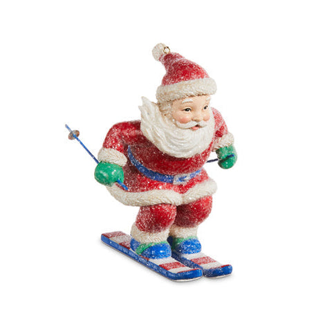 Alpine Holiday Skiing Santa Ornament