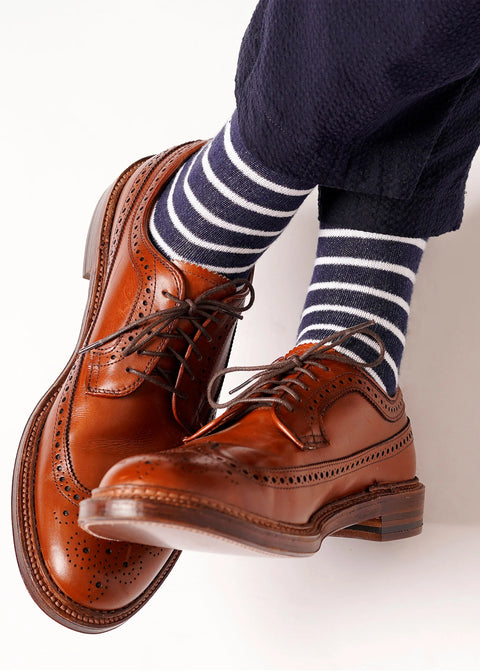 American Trench Breton Stripe Sock in Navy