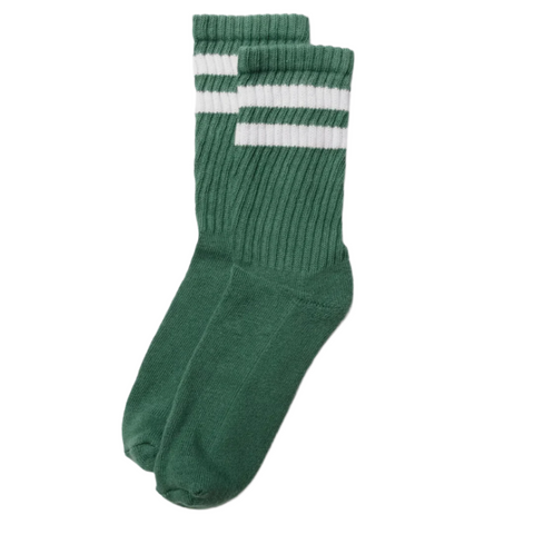 American Trench Retro Double Stripe Sock in Green/White