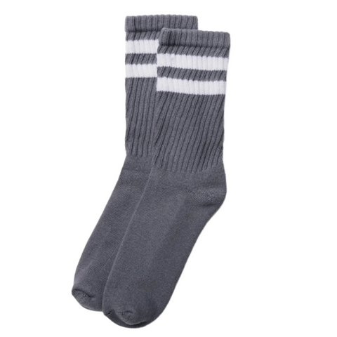 American Trench Retro Double Stripe Sock in Grey/White