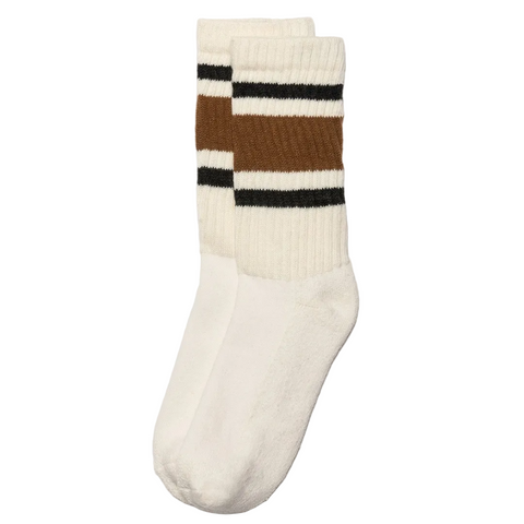 American Trench Retro Stripe Sock in Brown & Charcoal