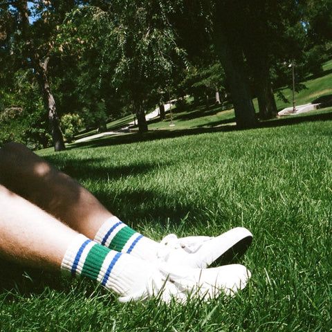 American Trench Retro Stripe Sock in Kelly Green & Royal