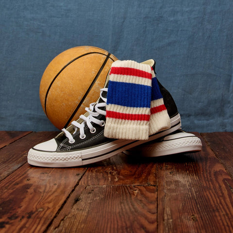 American Trench Retro Stripe Sock in Royal & Red