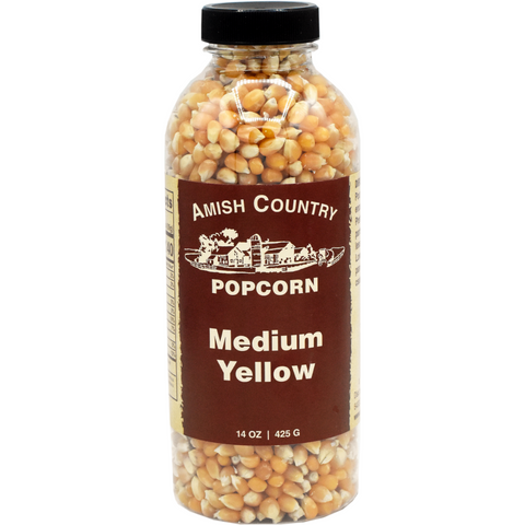 Medium Yellow Popcorn Bottle, 14 oz - Amish Country Popcorn