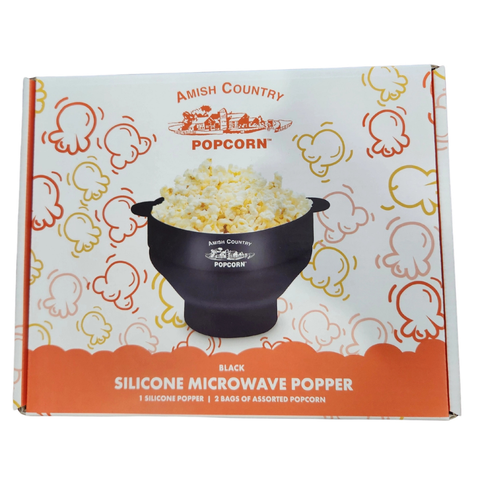 Black Silicone Microwave Popcorn Popper - Amish Country Popcorn