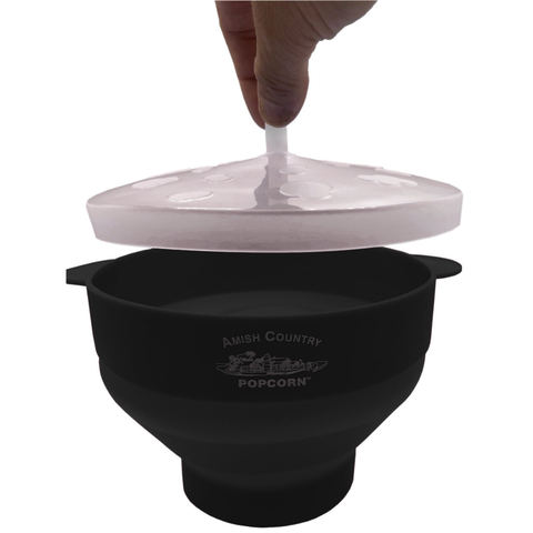Black Silicone Microwave Popcorn Popper - Amish Country Popcorn
