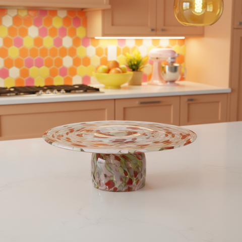 Aperitivo Hand-Blown Confetti Glass Pedestal